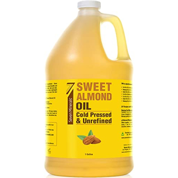 Seven Minerals Pure Cold Pressed Sweet Almond Oil - 1 Gallon - Unrefined & 100% Natural For Skin & H...
