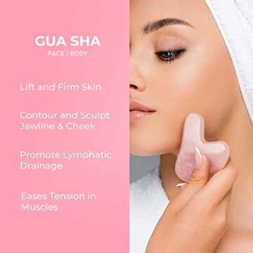 Kate Eve Rose Quartz Roller & Gua Sha Tool | 100% Natural Crystal Facial Massager for All Skin Types | Anti-Aging, Skincare Routine Essential, Reduces Puffiness & Firms Skin