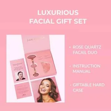 Kate Eve Rose Quartz Roller & Gua Sha Tool | 100% Natural Crystal Facial Massager for All Skin Types | Anti-Aging, Skincare Routine Essential, Reduces Puffiness & Firms Skin