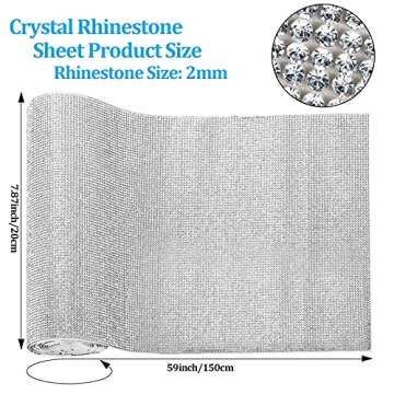 60750 Pieces Bling Rhinestone Sheet Crystal Self-Adhesive Rhinestone Diamond Sticker 59 x 7.87 Inch ...