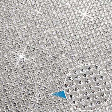 60750 Pieces Bling Rhinestone Sheet Crystal Self-Adhesive Rhinestone Diamond Sticker 59 x 7.87 Inch for DIY Home Car Arts Craft Event Decoration (Silver)