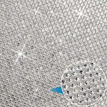 60750 Pieces Bling Rhinestone Sheet Crystal Self-Adhesive Rhinestone Diamond Sticker 59 x 7.87 Inch for DIY Home Car Arts Craft Event Decoration (Silver)