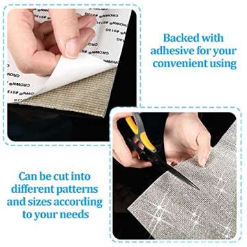 60750 Pieces Bling Rhinestone Sheet Crystal Self-Adhesive Rhinestone Diamond Sticker 59 x 7.87 Inch for DIY Home Car Arts Craft Event Decoration (Silver)