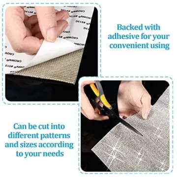 60750 Pieces Bling Rhinestone Sheet Crystal Self-Adhesive Rhinestone Diamond Sticker 59 x 7.87 Inch for DIY Home Car Arts Craft Event Decoration (Silver)