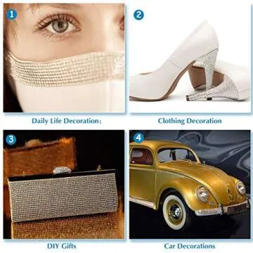 60750 Pieces Bling Rhinestone Sheet Crystal Self-Adhesive Rhinestone Diamond Sticker 59 x 7.87 Inch for DIY Home Car Arts Craft Event Decoration (Silver)