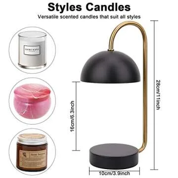 ZCMN Candle Warmer Lamp with Timer,Compatible with Jar Candles Vintage Electric Dimmer & 2 Light Bulb,Candle Melter for Scented Candles Top-Down Candle Melting for Home Decor (Blacke)