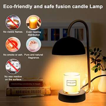 ZCMN Candle Warmer Lamp with Timer,Compatible with Jar Candles Vintage Electric Dimmer & 2 Light Bulb,Candle Melter for Scented Candles Top-Down Candle Melting for Home Decor (Blacke)