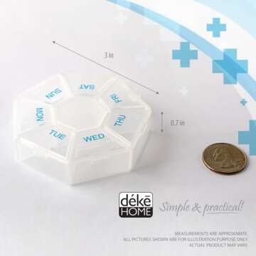 Deke Home - Medicine Pill Organizer with Braille Labeling (2 Pack), 14 Day Pill Boxes, Clear Lids, 2...