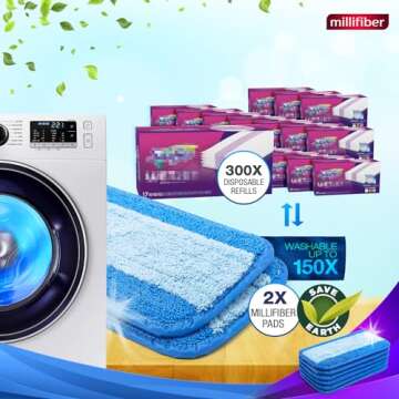 Millifiber Reusable Mop Pads for Swiffer WetJet 2 Pack