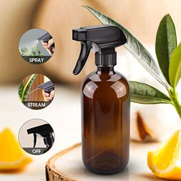 Wedama Amber Glass Spray Bottles, 16 oz Glass Spray Bottles for Cleaning Solutions and Essential Oil...