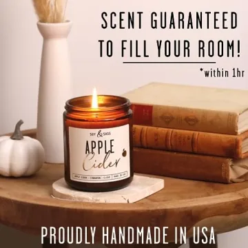 Apple Cider Candle, Fall Candles I Apple Cider, Cinnamon & Nutmeg - Infused with Essential Oils I Mulled Cider Fall Scented Candle (Soy) for Home I 9oz Reusable Jar I 50Hr Burn I Made in USA