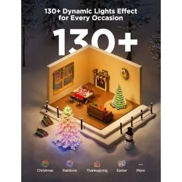 Govee Christmas Lights 2, RGBWIC 99FT 300LEDs Holiday String Lights with Shape Mapping Function, Smart LED Decoration for Indoor Outdoor Tree, 130+ Preset Scenes, Voice and APP Control, Clear Wire