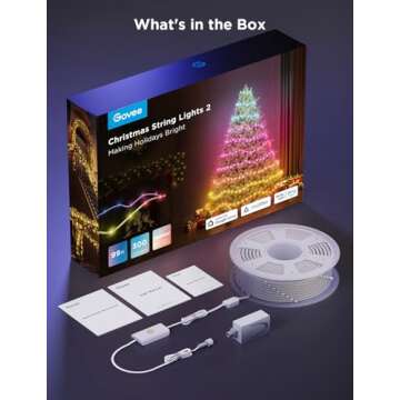Govee Christmas Lights 2, RGBWIC 99FT 300LEDs Holiday String Lights with Shape Mapping Function, Smart LED Decoration for Indoor Outdoor Tree, 130+ Preset Scenes, Voice and APP Control, Clear Wire
