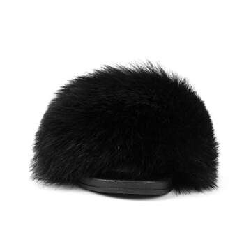 FUNKYMONKEY Women's Slides Faux Fur Cute Slip On Fuzzy Slippers Comfort Flat Sandals (10 M US, New B...