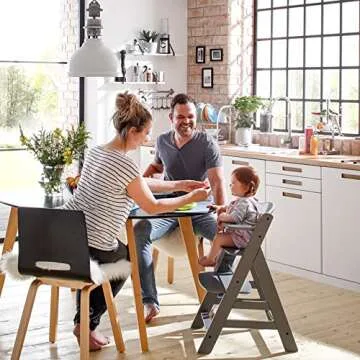 hauck Alpha+ Grow Along Solid Beechwood Boosted Highchair with Adjustable Seat, 5 Point Safety Harness, and Bumper Bar for Infants and Toddlers, Grey