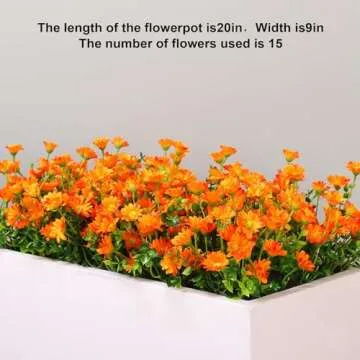 alyptus 8 Bundles Artificial Flowers for Outdoors Faux Mums UV Resistant Plastic Fall Plants Fake Greenery Orange Daisy Bulk for Home Gardenr Window Box Pathway Plante Wedding Decor (Orange)