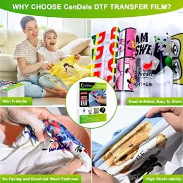 CenDale DTF Transfer Film - A3 (11.7" x 16.5") 60 Sheets Double-Sided Matte Clear PreTreat Sheets- PET Film Sheets DTF for DIY Direct Print on T-Shirts Textile