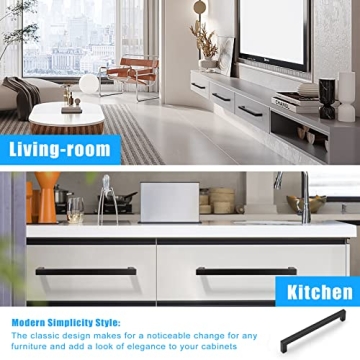 KNOBWELL Matte Black Cabinet Handles 6 Pack 7-9/16 Inch