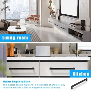 KNOBWELL Matte Black Cabinet Handles 6 Pack 7-9/16 Inch