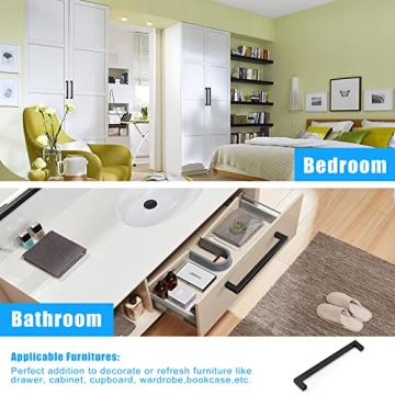 KNOBWELL Matte Black Cabinet Handles 6 Pack 7-9/16 Inch