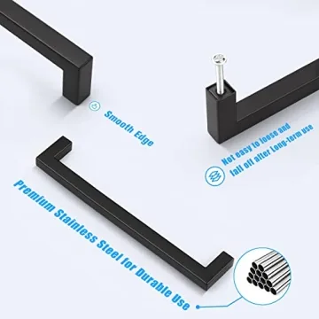 KNOBWELL Matte Black Cabinet Handles 6 Pack 7-9/16 Inch