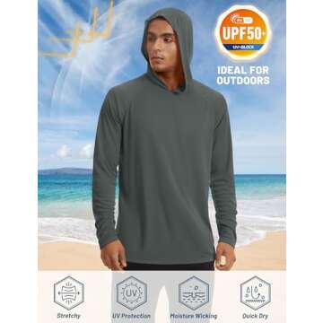 TACVASEN Long Sleeve Sun Protection Hoodie for Men