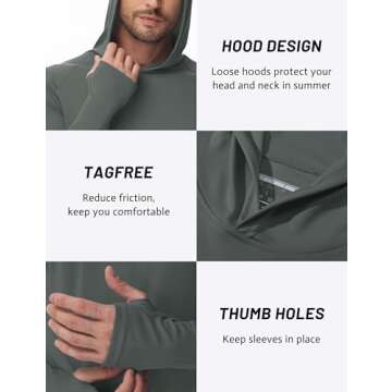 TACVASEN Long Sleeve Sun Protection Hoodie for Men