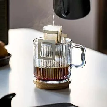 LETINE Iridescent Glass Coffee Mug with Lids (12.5 oz) - Insulated Coffee Mugs Tea Cup with an Espresso Spoon. Perfect for Latte, Cappuccino, Tea. Gift for Women & Men in Birthdays, Holidays