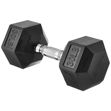 Amazon Basics 30-Pound Rubber Hex Dumbbell - Durable Weights