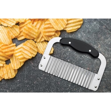 HIC Kitchen Crinkle-Cut Wave Slicer French Fry Vegetable Cutter, Stainless Steel Blade