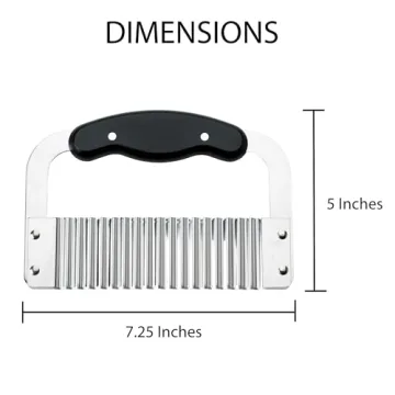 HIC Kitchen Crinkle-Cut Wave Slicer French Fry Vegetable Cutter, Stainless Steel Blade
