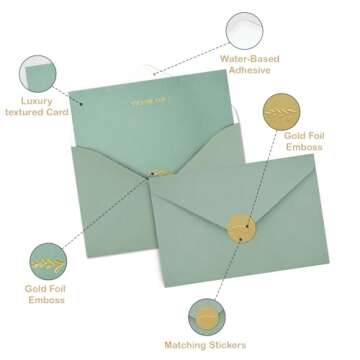 AZAZA 20 PCS Thank You Cards with Envelopes - Elegant Crafts