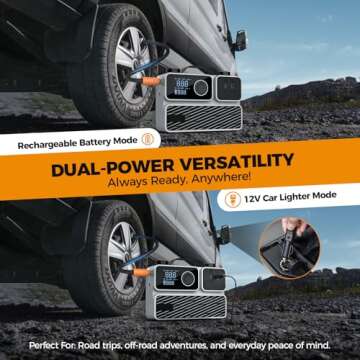 Tire Inflator Portable Air Compressor, Air Pump for Car Tires 150PSI Cordless Rechargeable Battery a...