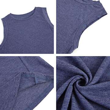 Women's Summer Sleeveless Tank Top Loose Fit Casual Crew Neck T Shirts Basic Tee Tops Navy Blue