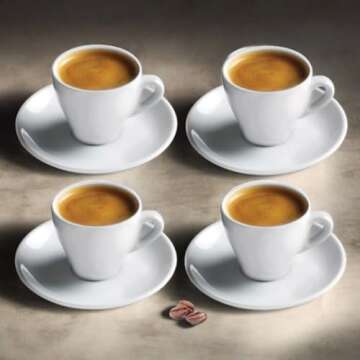 Cusinox White Porcelain Espresso Cup Sets for Espresso Coffee, 2 Oz