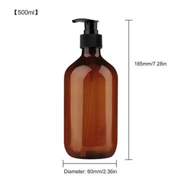 Yebeauty Empty Pump Bottle Dispenser, 17oz/500ml Lotion Soap Shampoo Pump Bottles Large Brown Bottle...