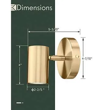 Cargifak Gold Wall Sconce, Modern Wall Light Fixture, LED Track Lighting with GU10 Bulb for Bedroom Entryway Bathroom Kitchen, SL4830-1W-BB