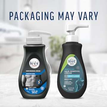 Veet Hair Removal Cream For Men, 5 Min Sensitive Skin, Hair Removal Gel For Body, Chest & Back, Derm...