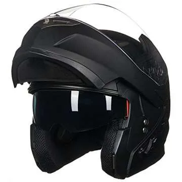 ILM Bluetooth Integrated Modular Flip up Full Face Motorcycle Helmet Sun Shield Mp3 Intercom Model 953 (L, Matte Black)