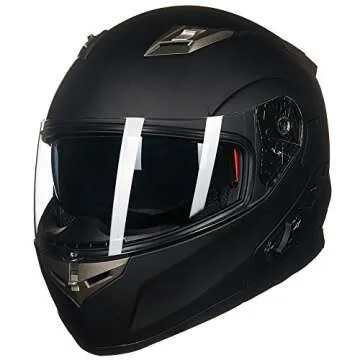 ILM Bluetooth Integrated Modular Flip up Full Face Motorcycle Helmet Sun Shield Mp3 Intercom Model 953 (L, Matte Black)