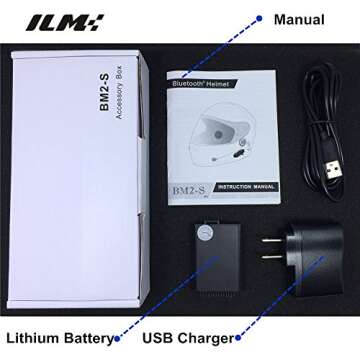 ILM Bluetooth Integrated Modular Flip up Full Face Motorcycle Helmet Sun Shield Mp3 Intercom Model 953 (L, Matte Black)