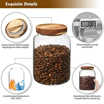 OULOVECO Glass Coffee Jar with Airtight Wood Lid