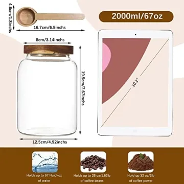 OULOVECO Glass Coffee Jar with Airtight Wood Lid