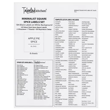 Talented Kitchen 184 Clean Spice Labels for Organizing