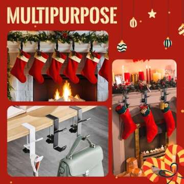 Dual Hook Christmas Mantel Holders for Garland & Stockings