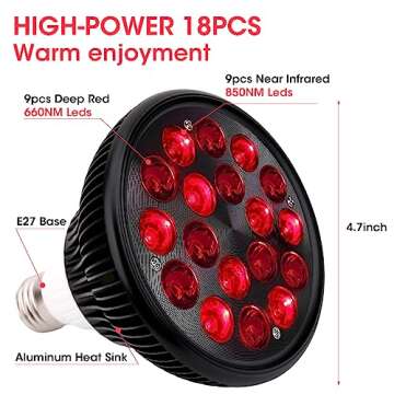DMMBMFC Red Light Therapy Lamp-54W 18 LED Infrared Light Therapy Device with Adjustable Socket Clamp, 660nm Red and 850nm Near Infrared Red Led Light for Skin and Pain Relief (54W)