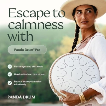 Panda Drum Pro | Steel Tongue Handpan with Music Book, Mallets, and Carrying Bag