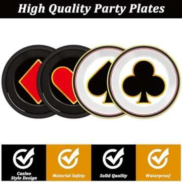 48Pcs Casino Party Paper Plates for Las Vegas Themed Party Supplies 7" Casino Night Party Disposable Plates Poker Dessert Plates for Game Night Birthday Poker Event Game Theme Favors Party Decorations