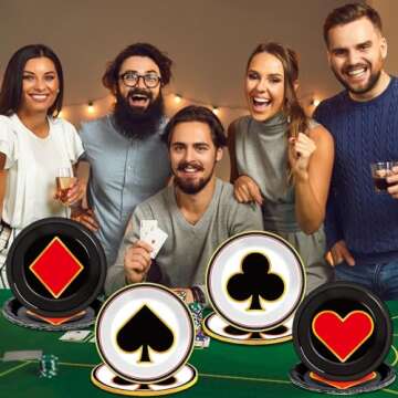 48Pcs Casino Party Paper Plates for Las Vegas Themed Party Supplies 7" Casino Night Party Disposable Plates Poker Dessert Plates for Game Night Birthday Poker Event Game Theme Favors Party Decorations