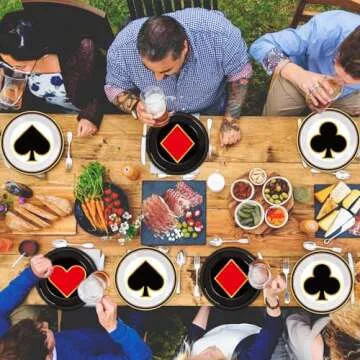 48Pcs Casino Party Paper Plates for Las Vegas Themed Party Supplies 7" Casino Night Party Disposable Plates Poker Dessert Plates for Game Night Birthday Poker Event Game Theme Favors Party Decorations